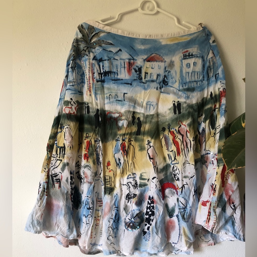 Landscape midi skirt with sequins